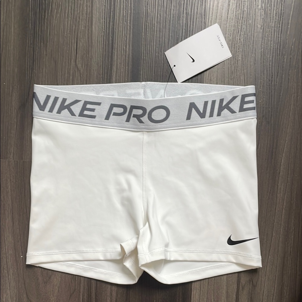 Nike Pro White and Gray Athletic Spandex Shorts